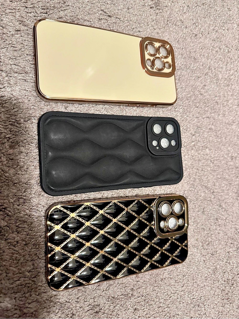 3 Piece Set Black & Gold Geometric Phone Cases (13 Pro Max)
